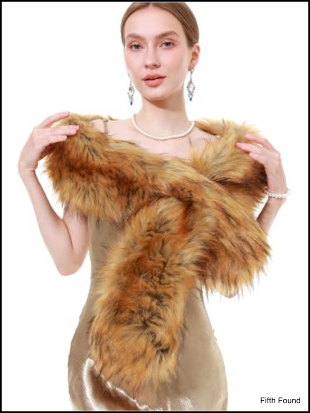 Faux Fur Collar Neck Warmer Scarf Wrap Hidden Button Shoulder Shawl